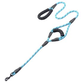 Nylon Woven Reflective Round Rope Double Handle Dog Hand Holding Rope (Option: Blue-150x1.2cm)