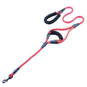 Nylon Woven Reflective Round Rope Double Handle Dog Hand Holding Rope (Option: Red-150x1.2cm)