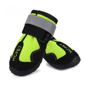 Pet Dog Night Reflective Kick-resistant Mountaineering Waterproof Shoes (Option: Green H Label-3)