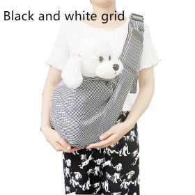 Crossbody Out Shoulder Pet Bag Foldable And Portable (Option: Black And White Plaid-Shoulder Strap Not Adjustable)